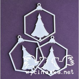 Tekturka Wycinanka Alternative for Christmas - Bombki #2 Choinka w środku, 3szt